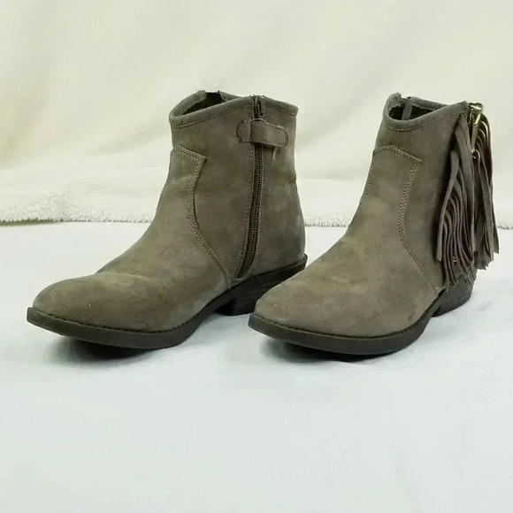 Sam Edelman Size 4 Taupe Becka Addie Side Zip Tassels Suede Women's Ankle Boots - Picture 9 of 12